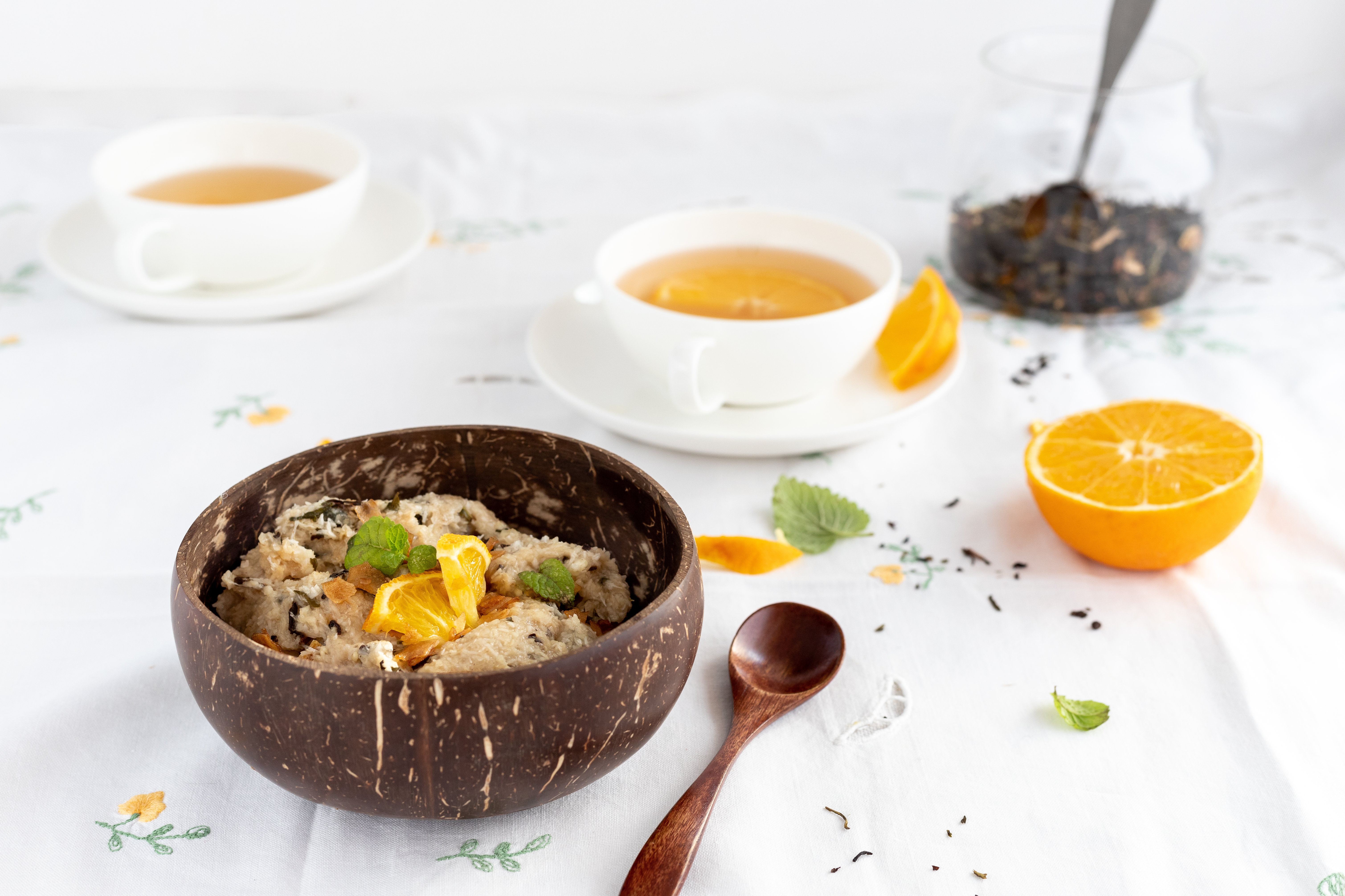 Porridge mit Grünem Tee u Kokos